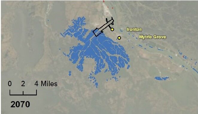 Expected land gain after 50 years